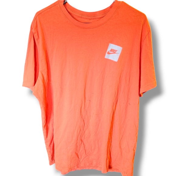 NIKE - New Men's Orange Cotton Logo Short Sleeve  T-Shirt Size Medium - Picture 3 of 5